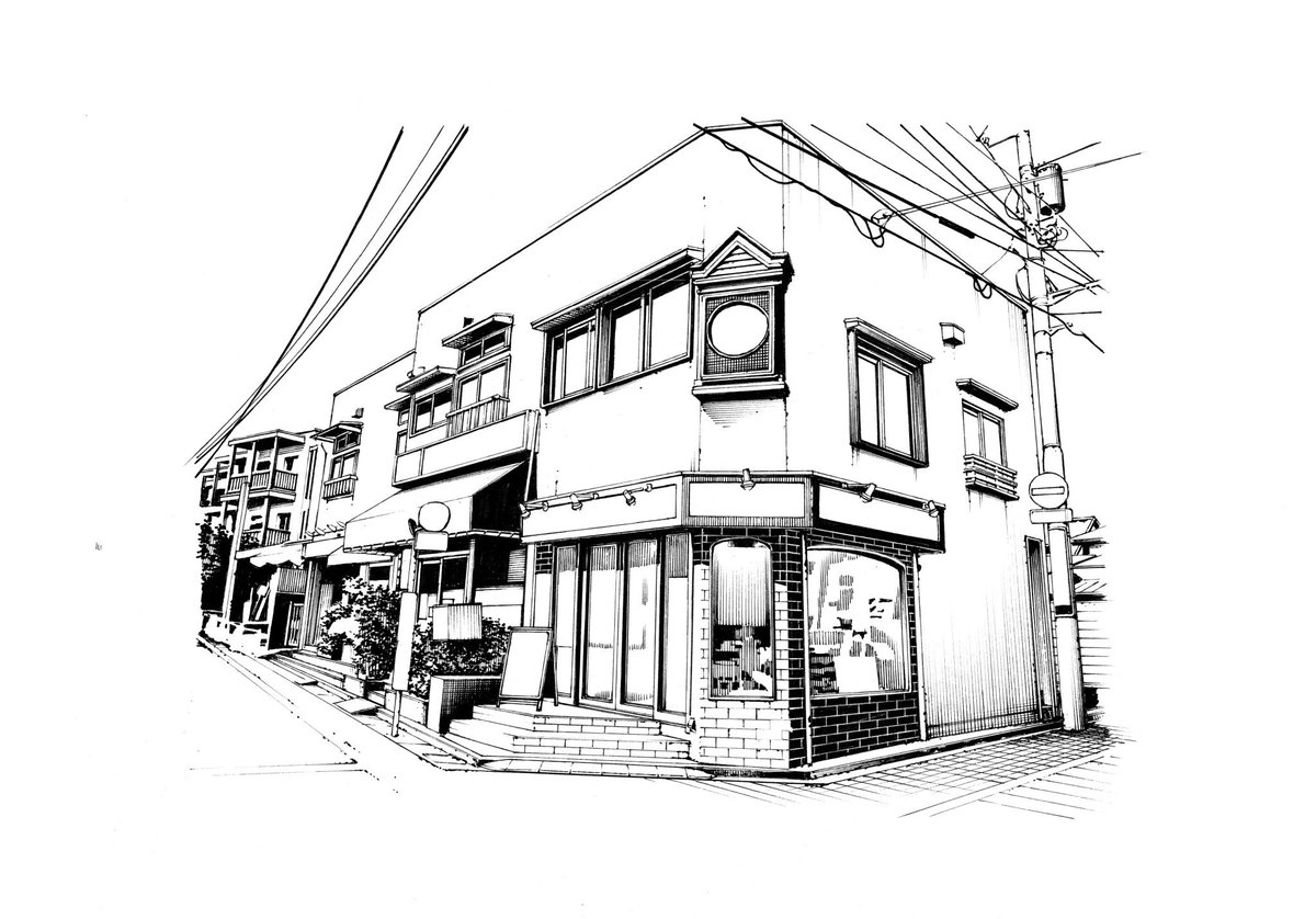 yasuhiro_fkd's tweet photo. 振り返り珠玉の背景シリーズ（再掲）
一時期久我山を舞台にした漫画を構想してました。久我山の駅前近辺は描いてて楽しかったです。
#珠玉の背景シリーズ で過去の作画動画や背景画像が見れますのでよろしくどうぞ🙇 https://t.co/7QqefsMrU0