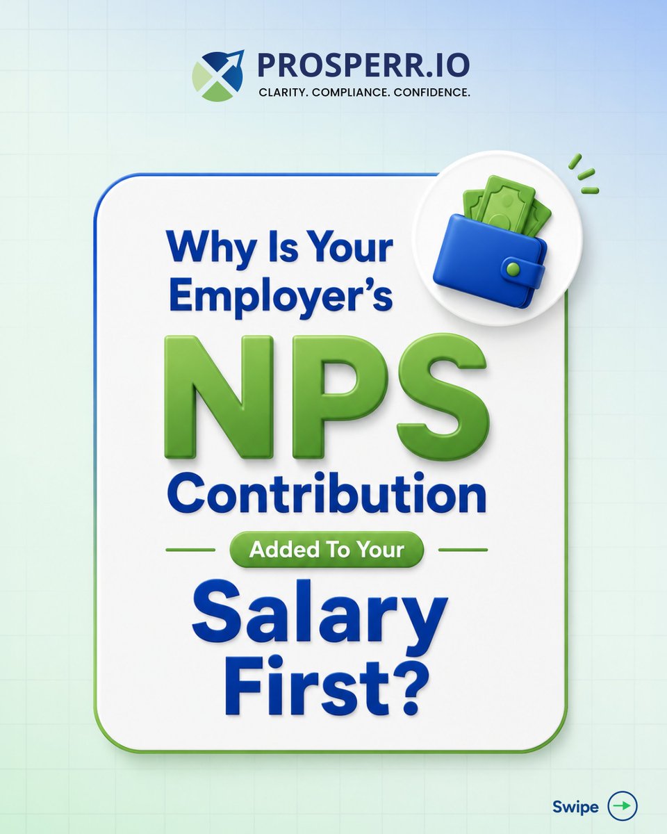 ProsperrOne's tweet photo. Your employer's NPS contribution is added to your salary first for a reason. Swipe to understand how Section 80CCD(2) works and the tax benefits you can claim. Explore Prosperr: https://t.co/RPfoL6ot5n

#NPS #Section80CCD2 #TaxPlanning #Prosperr https://t.co/iyH9zcqBWm