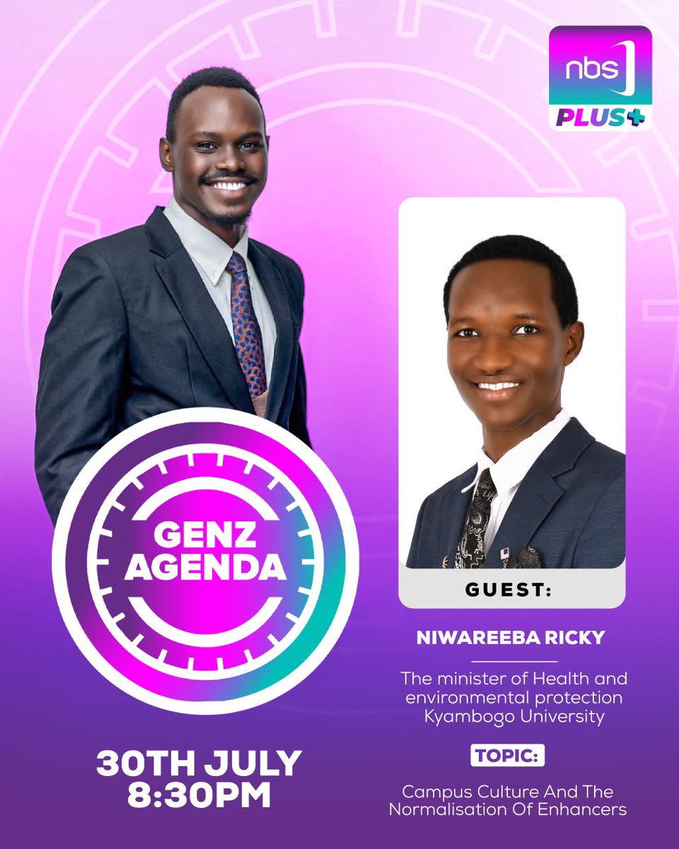 NiwarebaRicky's tweet photo. Honored to join #GenZAgenda on NBS Plus tonight at 8:30 PM as we discuss Campus Culture and the Normalisation of Enhancers. Let’s promote informed choices, healthy lifestyles, and the wellbeing of our young people. Join the conversation! #MentalHealth #CampusHealth https://t.co/XFQqfENCtk