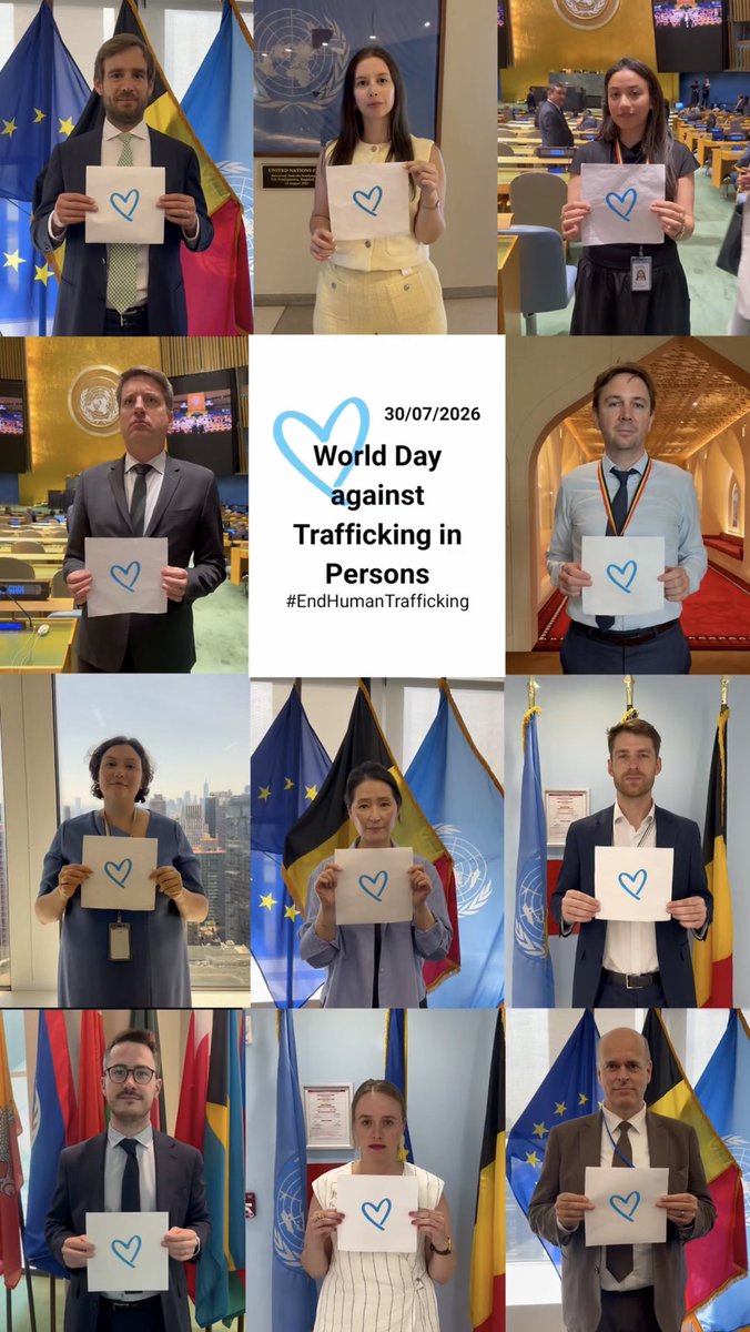 BelgiumUN's tweet photo. 💙World Day Against Trafficking in Persons💙

Human trafficking is a violation of human dignity and human rights. 📢

👉On 30 July, @BelgiumUN 🇧🇪 proudly supports the @UNODC Blue Heart Campaign and stands in solidarity with victims and survivors everywhere. 

#EndHumanTrafficking https://t.co/JlbuPDVVrE