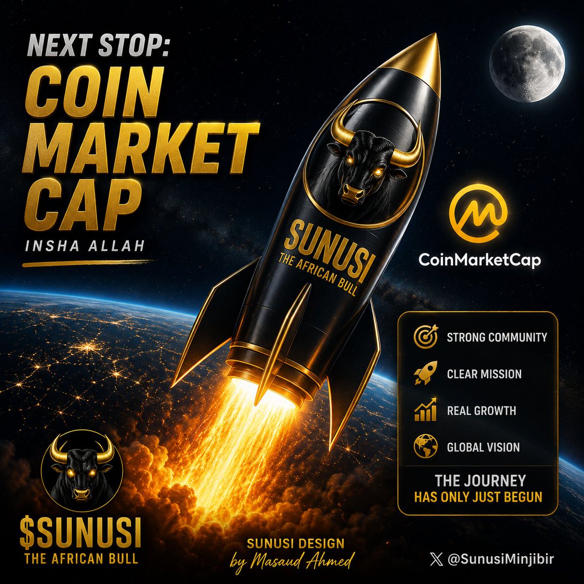 masaudahmed1090's tweet photo. 🚀 Next stop: CoinMarketCap, In shaa Allah.
The rocket has launched. 🐂💛
$SUNUSI to the world. https://t.co/joUZfq0k21