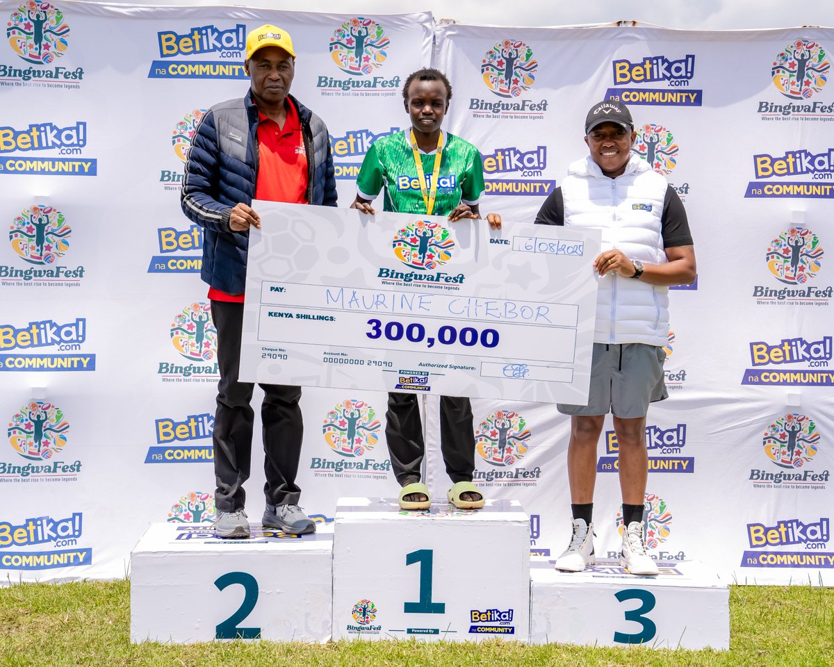 BingwaFest's tweet photo. Others 🏃🏼‍♂️💨run the track and then kuna Maurine Chebet, who 👑owns it!

During the #BetikaNaCommunity #BingwaFestSn2 Rift Valley Edition aliamua No.1 ni yake and swept 💵KES 550,000.

300K ➕ 250K for the for 10,000 and 5,000 races respectively.

🫡 to you, we still remember you! https://t.co/9JDbdfrKZM