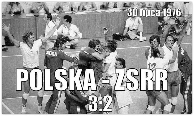 lata8290's tweet photo. 50 lat temu (30 lipca 1976) polscy siatkarze pokonali w meczu finałowym turnieju olimpijskiego w Montrealu ZSRR 3:2 🏐 https://t.co/QsRk4YPcZr