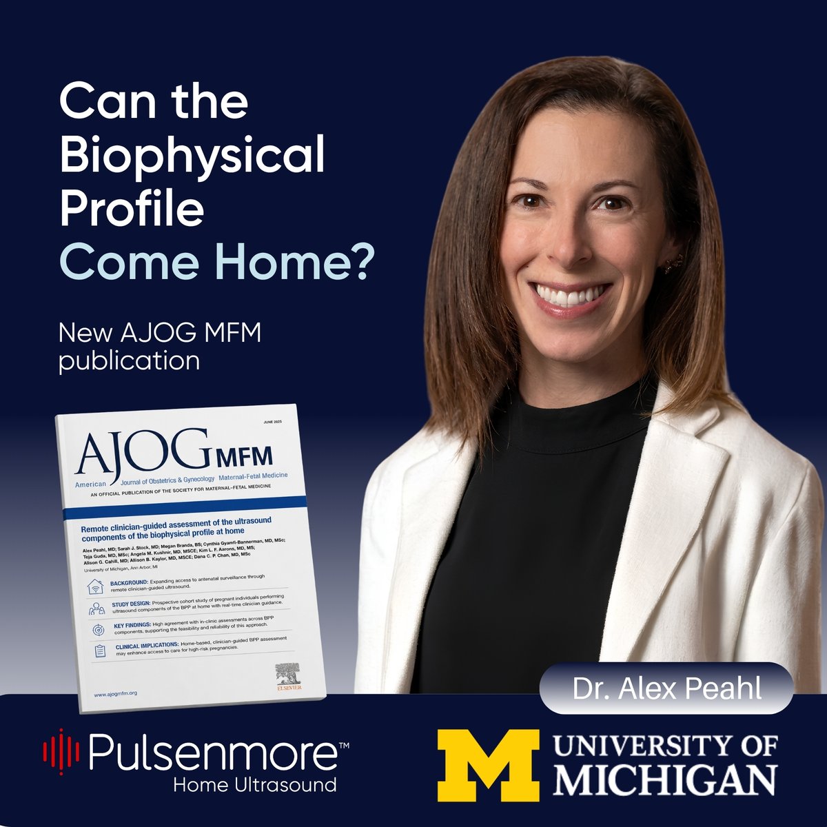 pulsenmore's tweet photo. Could one of the most comprehensive fetal surveillance assessments move beyond the clinic?
The study demonstrates that the ultrasound components of the BPP can be successfully completed by women at home under real-time clinician guidance.
Congratulations Dr. Alex Peahl &amp; team! https://t.co/aAff3R4p1X