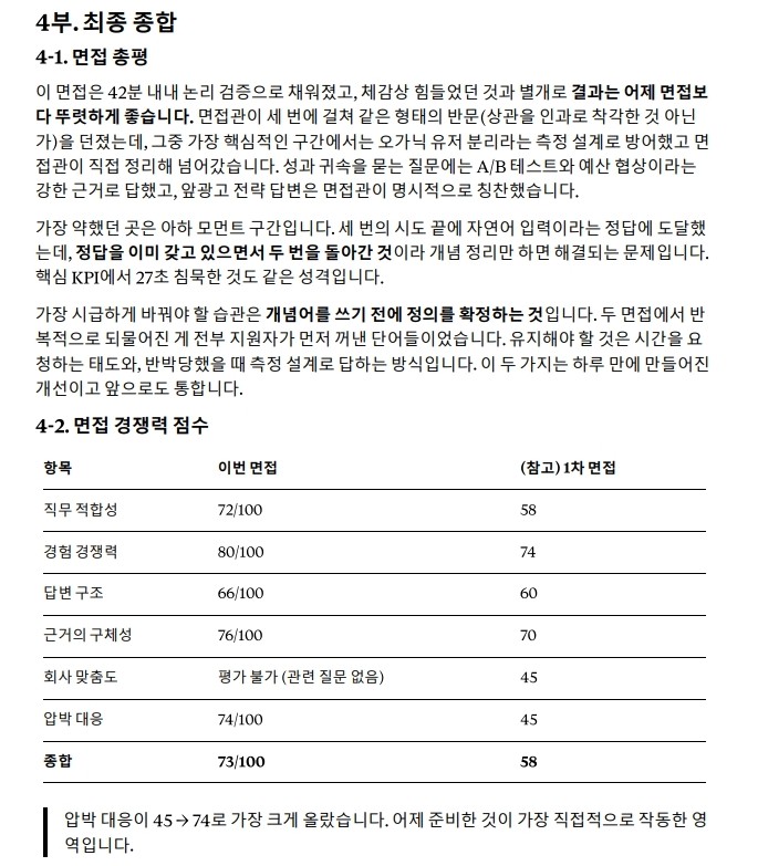 mweng_1004's tweet photo. 팀취준...   
내 면접 기록과 답변만 넣으면  
이렇게 면접 답변 세세하게 분석해줌 ㅎ    

1,2차 면접 경험 쌓여서 점점 발전하는것도 알 수 있음   
근데 이건 기록을 해야돼서 넣어야할지 고민중 https://t.co/dRfyPQznGe