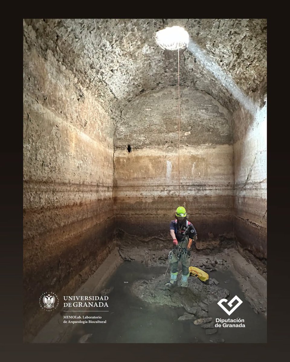 gomezdetejada's tweet photo. Descubren un aljibe andalusí hasta ahora desconocido frente al castillo-palacio de La Calahorra (Granada). 

La gran cisterna, anterior al edificio renacentista y posiblemente datable en el siglo X, formaba parte del sistema hidráulico y defensivo de la fortificación islámica y siguió utilizándose tras la conquista castellana. La investigación arqueológica sigue revelando el patrimonio oculto bajo nuestros pies.

Fotografías: Víctor Sánchez