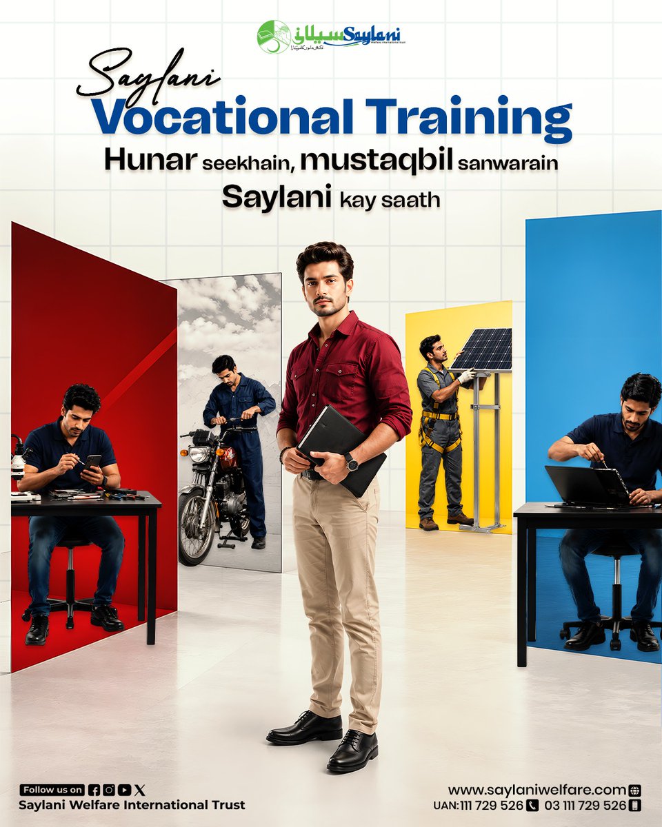 OfficialSwit's tweet photo. With Saylani Vocational Training, you can learn practical skills, gain hands-on experience, and build a stable future for yourself and your family.
๐๐ผ๐ป๐ฎ๐๐ฒ ๐ก๐ผ๐:๐
https://t.co/v3BRVQMCvq
#VocationalTraining #SkillDevelopment #SaylaniWelfareTrust #LearnAndEarn https://t.co/2mGGAP0nMD