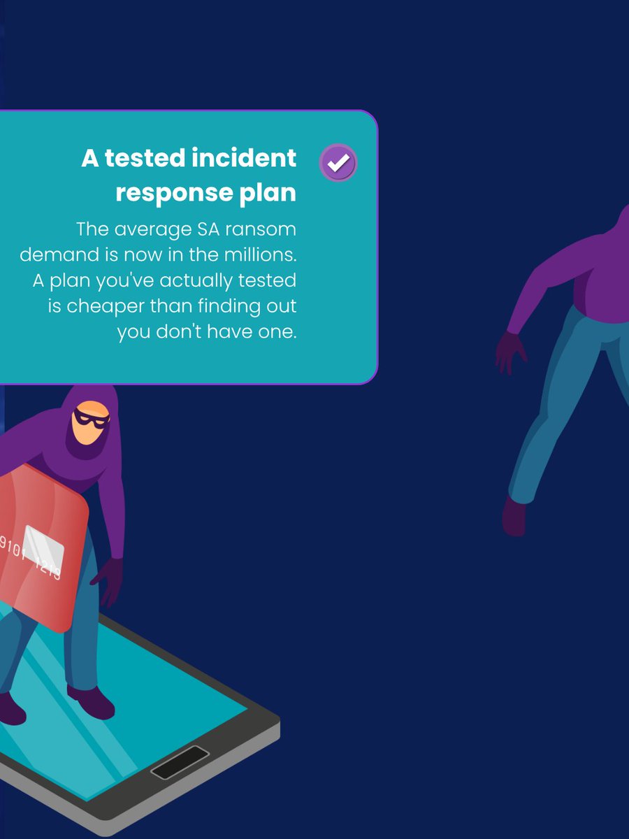 sumotech_sa's tweet photo. SA businesses are hit by ransomware 2,145 times a week on average 😳
Swipe for the 5-point checklist we use to keep clients off that list. 

#Cybersecurity #TechSA #Ransomware https://t.co/aqq1LxSEZU