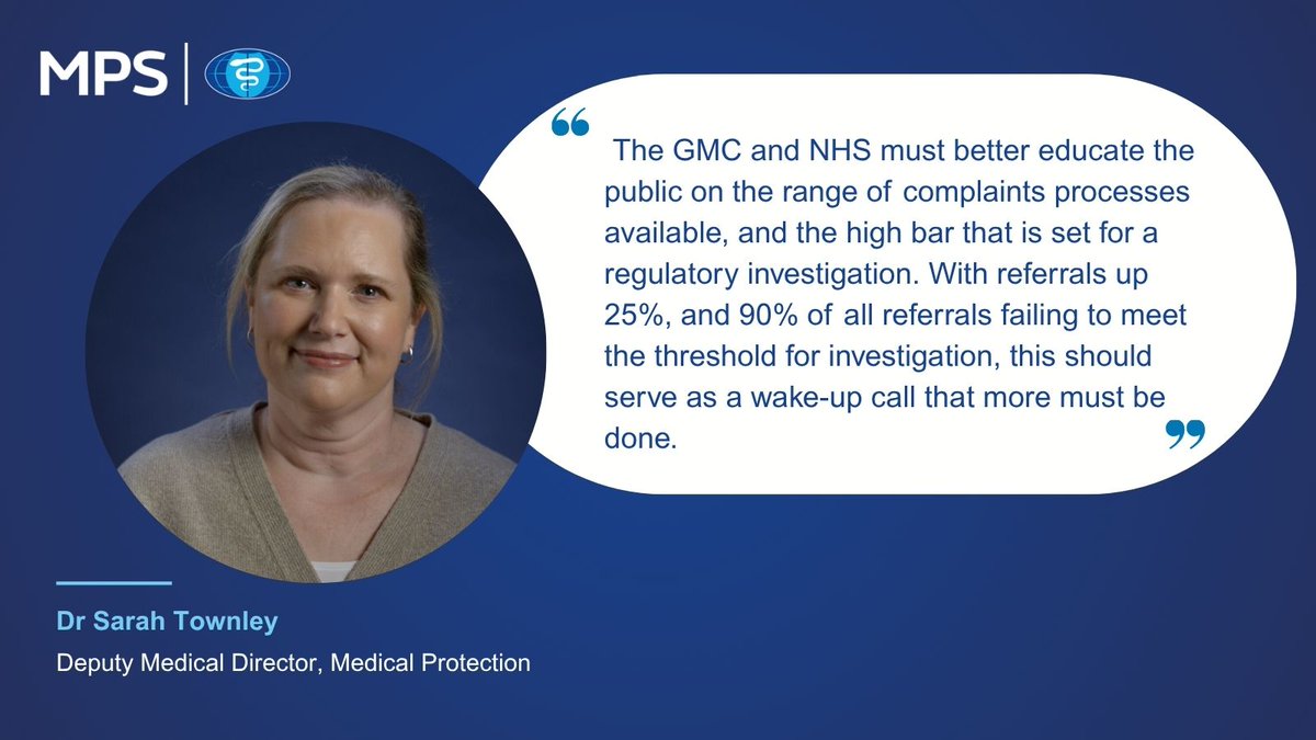 MPS_Medical's tweet photo. Todayโs @gmcuk data shows increased referrals and a high rate of cases being dismissed early on.
Our Deputy Medical Director explains what this means for doctors and the regulator below: ๐
https://t.co/SSq2Q64gPy
#FitnessToPractice #GMC #Doctors https://t.co/Ra1Qtenpex