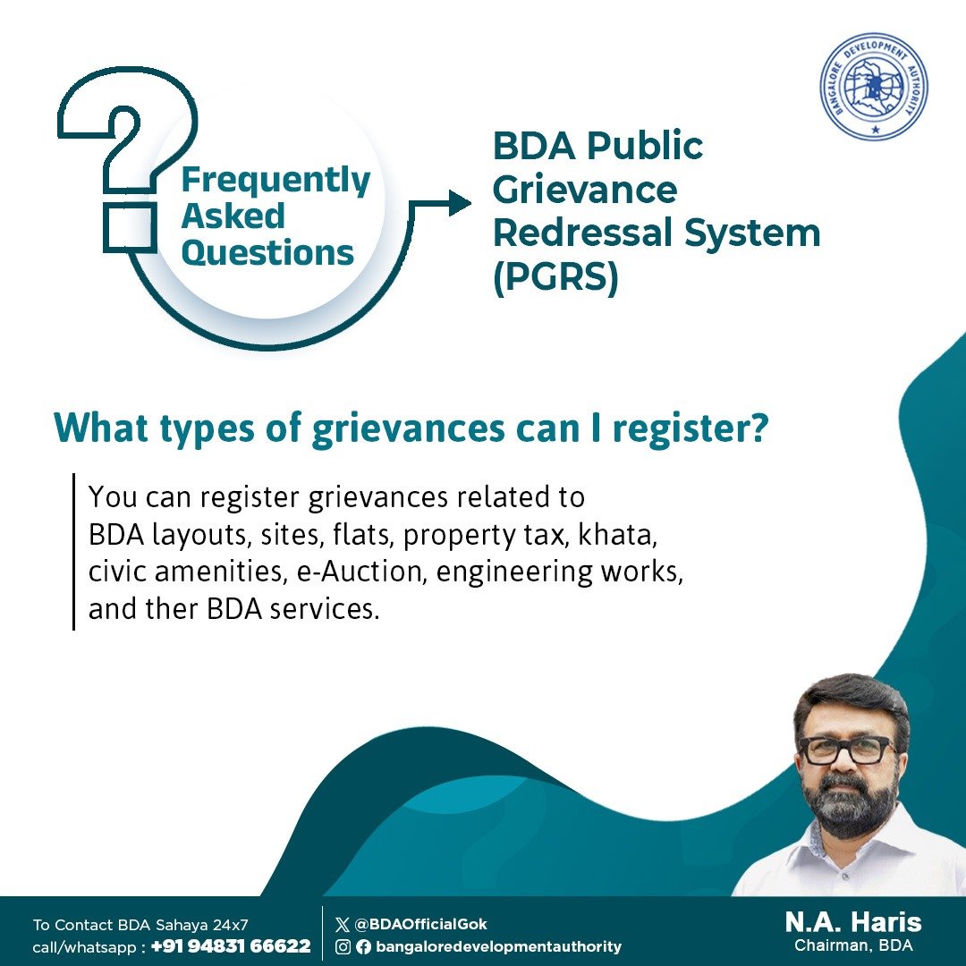 BDAOfficialGok's tweet photo. Curious about BDA Sahaya (PGRS)?

Explore the FAQs to learn more about BDA's Grievance Redressal System. 

For any queries, Call BDA Sahaya 24x7: 94831 66622

@mlanaharis @Captain_Mani72

#BDA #PGRS #FAQs #KnowYourBDA #BDASahaya https://t.co/QMx4FmSQGP