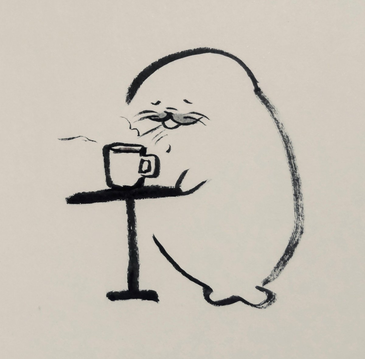 jissunboshi96's tweet photo. 冷ましたはずのコーヒーが、あまりにも熱すぎたアザラシを描きました。 https://t.co/CcK97YwAaX