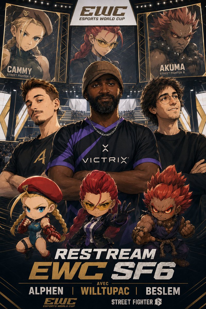 Wil2pac's tweet photo. Restream FR du DAY 2 EWC #StreetFighter6 en compagnie de @Alphenito @Besulemu 🔥 
Genkidama pour @Kilzyou MAX!!!!
https://t.co/o0LKEWf6Ub 
Live dès 13h 🔥 https://t.co/dPyxFv8xhh