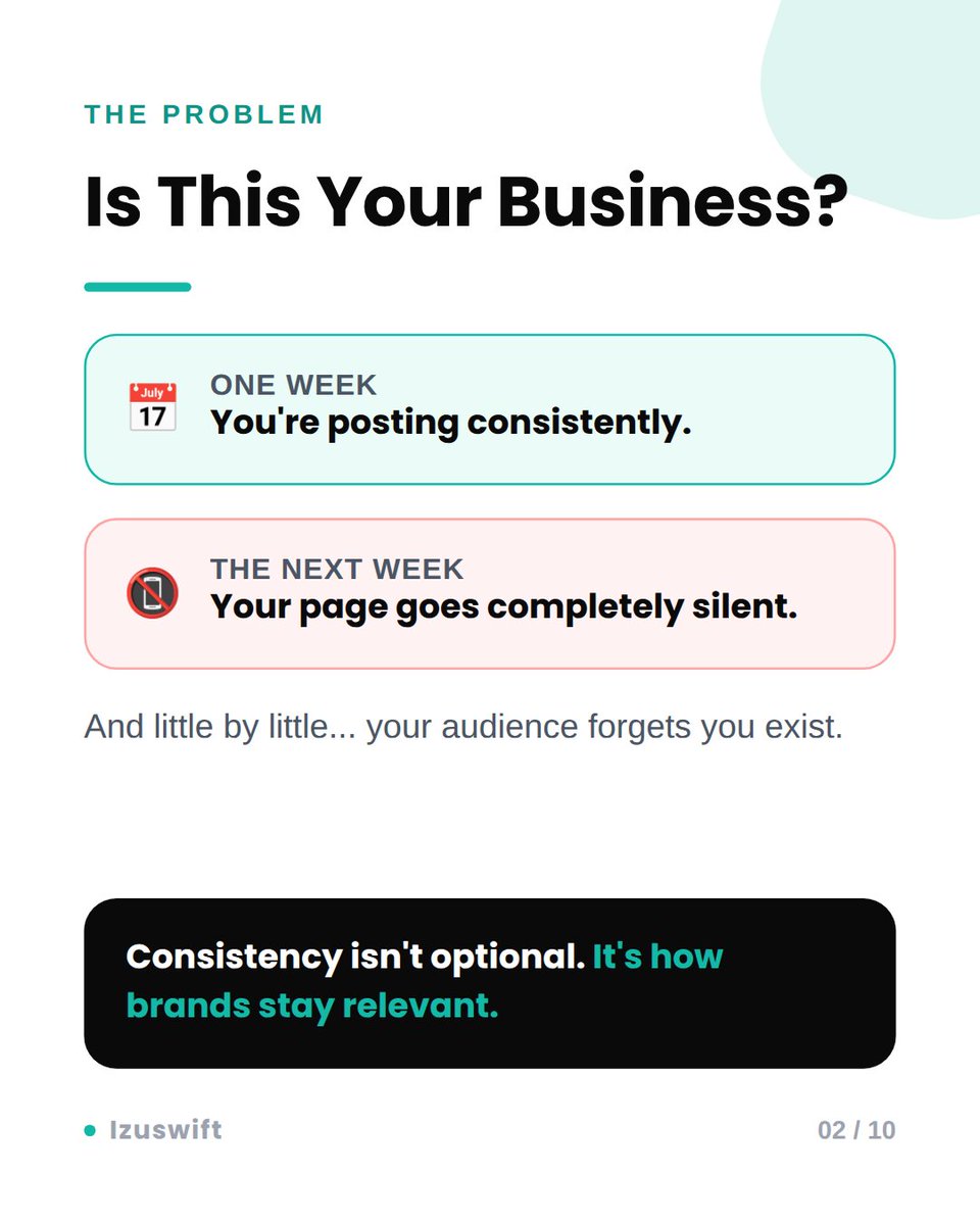 Swifthqo's tweet photo. Your Business Deserves More Than Random Posts. It Deserves a Plan.
One of the quickest ways for a business to lose momentum online is inconsistency.
One week you're posting regularly.
The next week, your page goes silent.
Before long, your audience forgets you exist. https://t.co/P0Qm7VLjv7