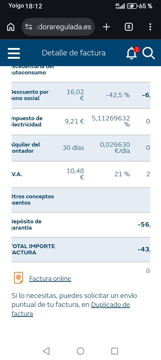 mikihoyos's tweet photo. Me envían una factura informando de una devolución de 43 € pero sin decir como va a hacerse efectiva la misma. Se ingresa un importe en la cuenta?, se pasan facturas de 0€ hasta que se hagan efectivos esos 43€?. Muchas gracias.
@NaturgyClientEs https://t.co/ltX07YclEX