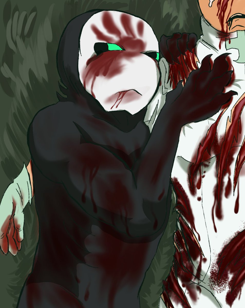 phamphilos's tweet photo. // deep cuts, blood
#dieofdeath
i lowkey regret drawing this cause pursuer looks too cute and i dont know how to render but i like to think he unintentionally shifts his bones to look softer when feeling negative emotions like guilt in this one or whatever i dont knooww😭😭😭😭😭 https://t.co/4l9CgKYgaa