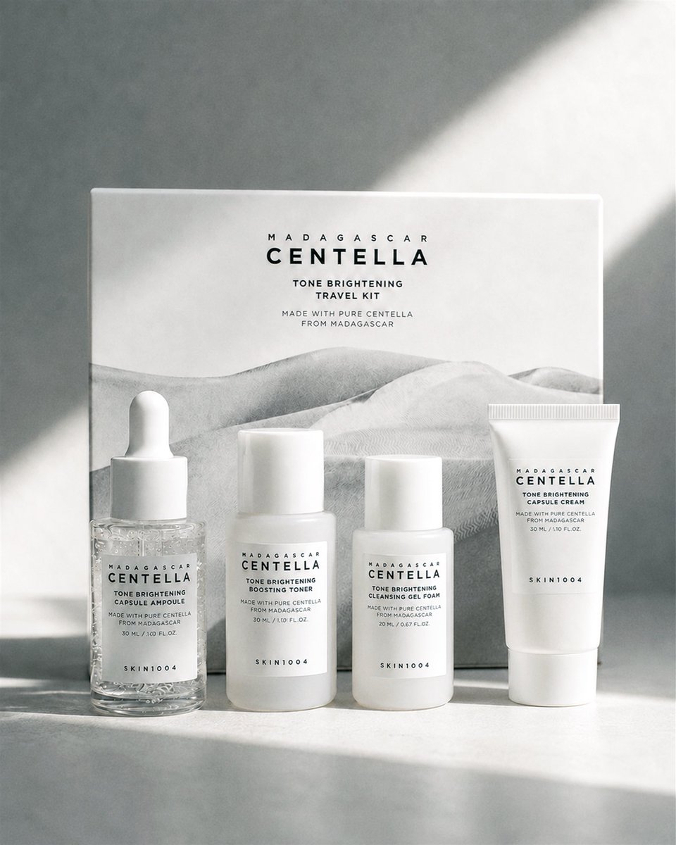 VestradeMV's tweet photo. 4 step tone-evening essentials in travel friendly sizes. These on the go minis help improve uneven skin tone, enhance radiance, and promote a clearer looking complexion ✈️

#skin1004maldives #centellamadagascar https://t.co/Uc7JKCSSsi