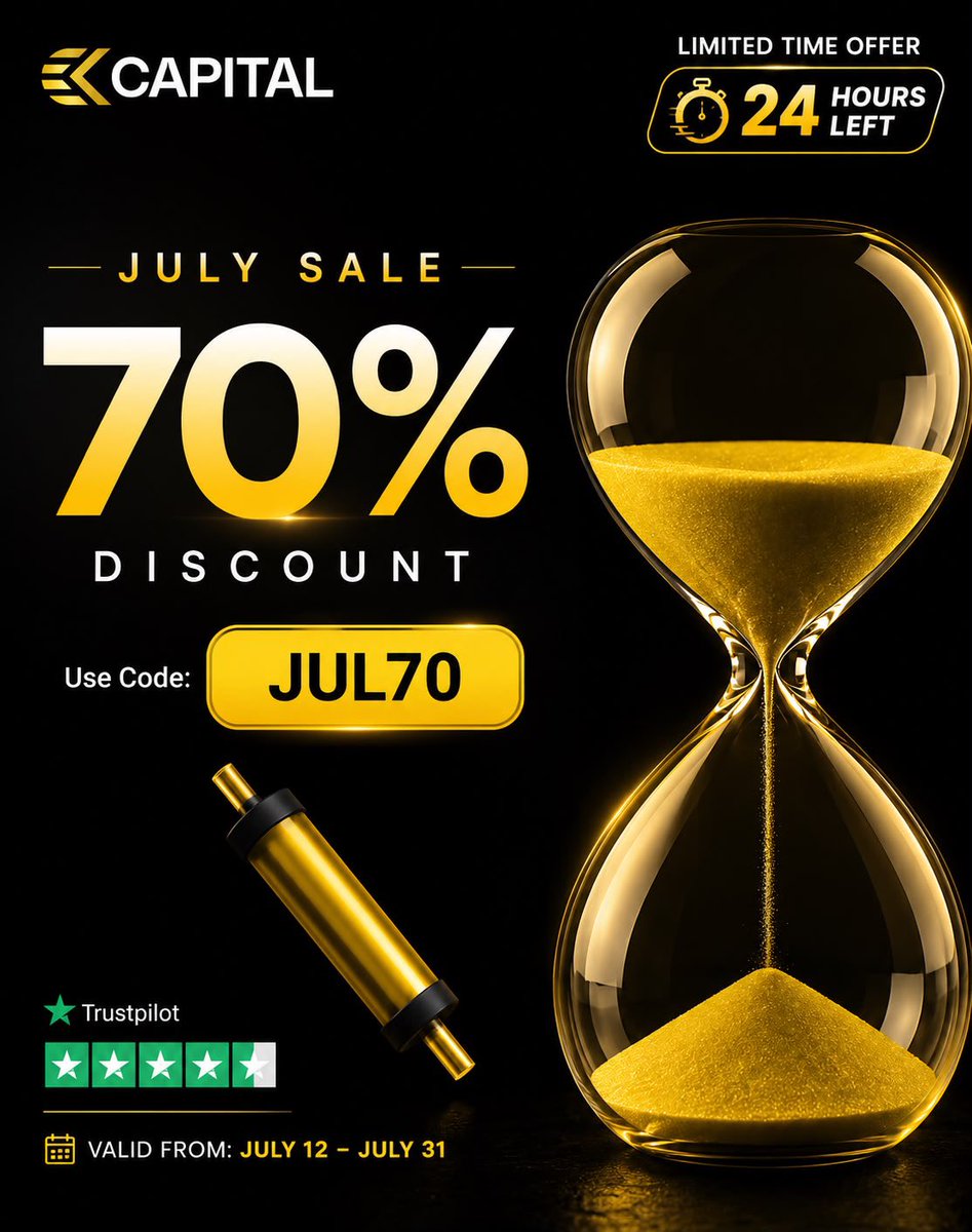 Zaksfx12's tweet photo. 🚨 Last Chance! 70% OFF CK Capital Challenge Accounts ⏳

If you’ve been waiting to start your funded trading journey, this is the best time. Use code JUL70 and get 70% OFF before the offer ends! 🔥@ckcapitaluk_ 

✅ Instant access
✅ Trusted by thousands of traders
✅ Huge savings for a limited time

Sign up here 👇
https://t.co/dmrgtif8R8

#Forex #FundedTrader #PropFirm #Trading #CKCapital #ForexTrading