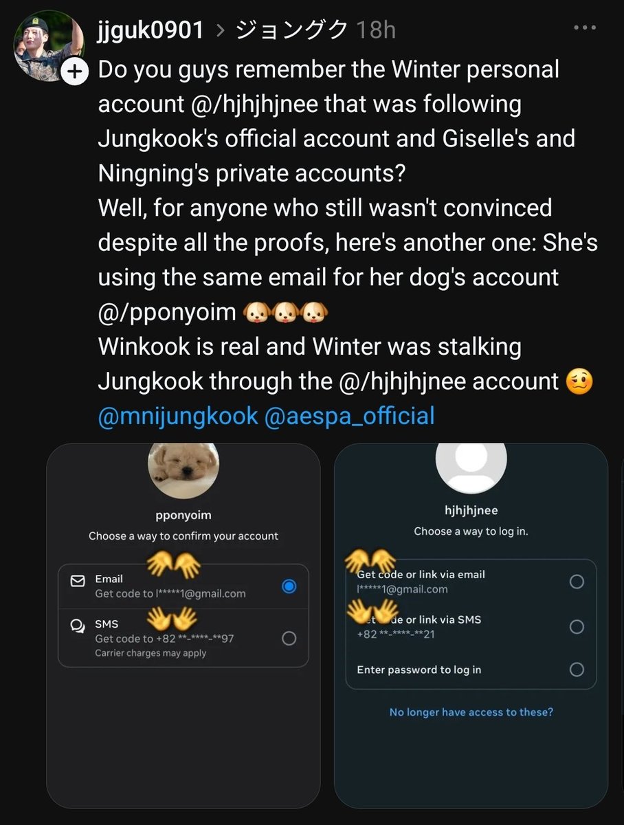 winkookpup's tweet photo. So @/hjhjhjnee followed Jungkook's official account and Giselle's and Ningning's private accounts, and it's actually Winter's personal account? Oh wow.

#정국  #윈쿡 https://t.co/fcmruA7MBq