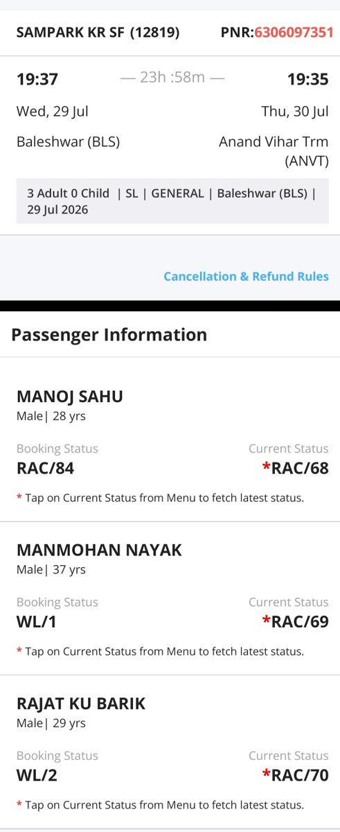 Rajatkumar_only's tweet photo. @RailMinIndia @IRCTCofficial @RailwaySeva Travelling on 12819 Odisha Sampark Kranti Express PNR:6306097351 from Balasore to Anand Vihar. Train is delayed from 7:35 PM to 10:24 PM, causing us to miss our connecting train to Jammu Tawi from Delhi jn in 10.10pm
Kindly take Action. https://t.co/XBsO0Jl2Mf