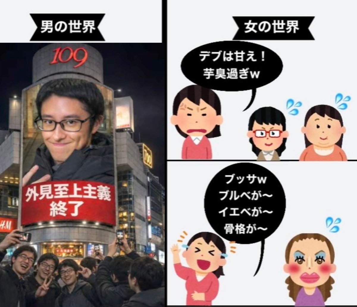 Gusoku_Minority's tweet photo. 未来の日本のルッキズム大体これ https://t.co/IOYmQnCwMs