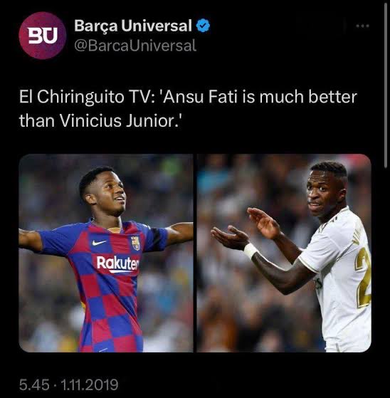 Biggnewton's tweet photo. Gonzalo Garcia was sold 6x more than what Ansu Fati was sold for😭😭 https://t.co/GEWhtwxivz