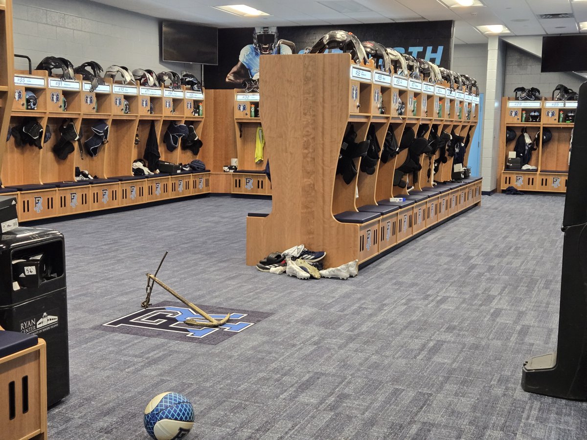 CoachRMcCormack's tweet photo. CONSISTENCY MATTERS! WE WILL Consistently Improve here @RhodyFootball and the NEW Rhody Football Locker Room is another example of our CONSISTENT Improvement! #3MoreFeet #Back2BackCAAChamps #Rhody https://t.co/oV398BYrjQ
