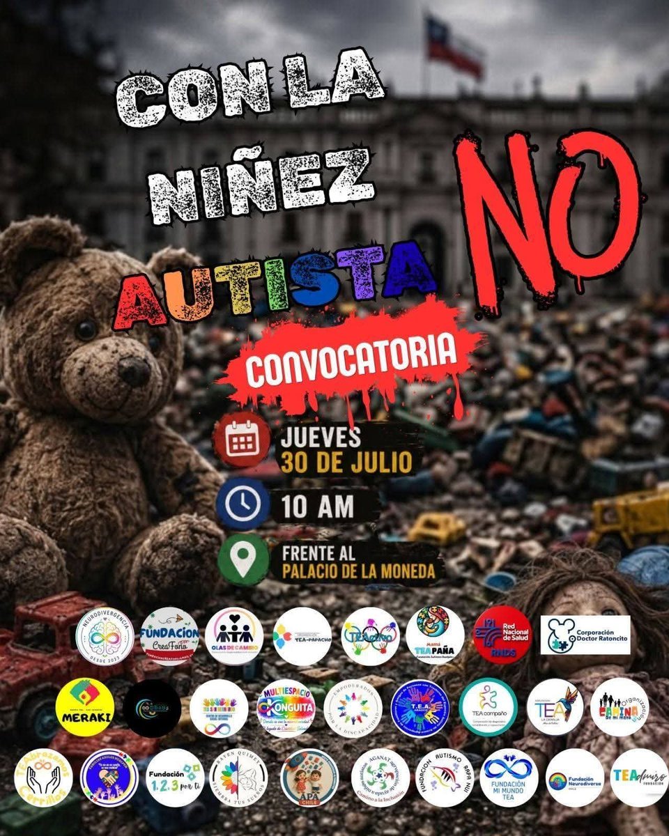 DudoDeTodo2024's tweet photo. Gente!! No dejen de ir a apoyar a las familias con niños TEA. Hoy a las 10.00 afuera de la Moneda. Que se sepa que nadie se va a volver a burlar, ni menos hacer chistes pederastas con niños, ni TEA, ni no TEA. Lis niños no están solos!! https://t.co/MLaWdihX2S