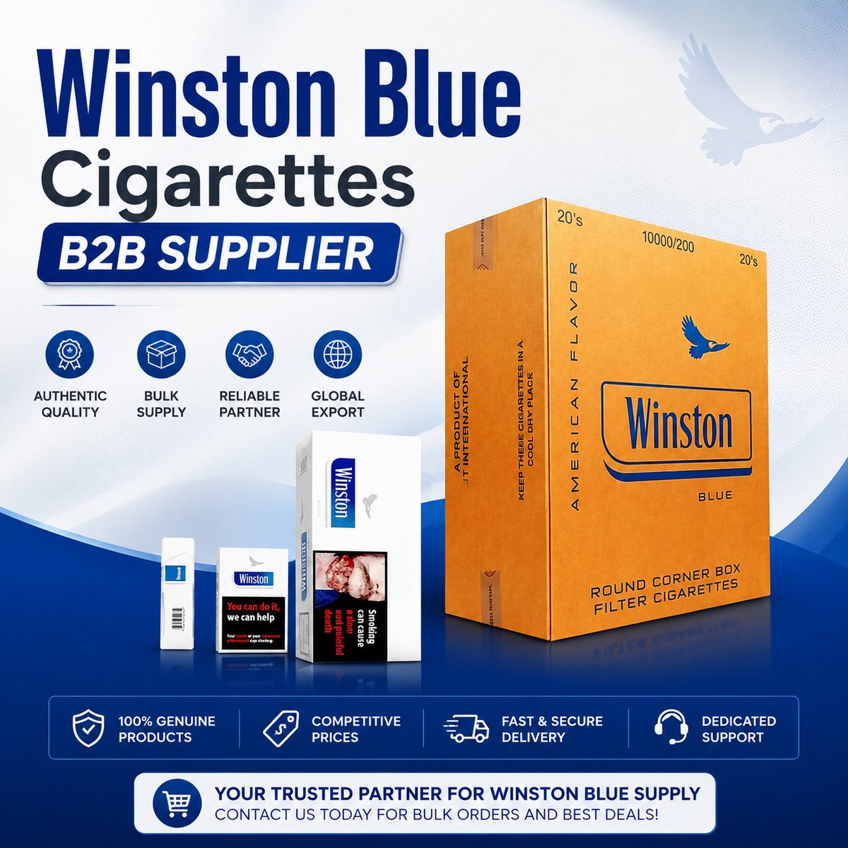 alsalamllc's tweet photo. Looking for a trusted Winston Blue Cigarettes B2B Supplier?
AL SALAM LLC offers premium-quality products, competitive wholesale pricing, secure global shipping, and reliable B2B supply solutions.
🔗 https://t.co/lIJsYrr8Zy
#ALSalamLLC #WinstonBlue #B2BSupplier https://t.co/NHE8wnSPAu