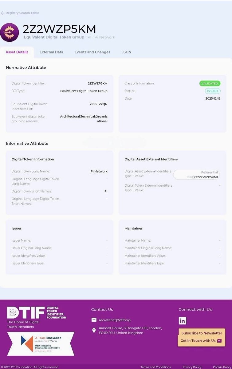 AYYILDIZ3253's tweet photo. 🔥📢 SON DAKİKA: PI NETWORK RESMİ OLARAK DTIF KAYDINA GİRDİ (ISO 24165)! 😲

MiCA Whitepaper adımından sonra, Pi Network ekosistemini yakından ilgilendiren çok önemli bir hukuki ve teknik kilometre taşı daha tescillendi!

📌 Küresel ISO 24165 standardının resmi Kayıt Kurumu olan DTI Vakfı (DTIF), Pi Network ile doğrudan bağlantılı resmi kayıt kaydını yayınladı.

🔍 GÖRSELDEKİ RESMİ KAYIT DETAYLARI:
➤ DTI Kimliği: 2Z2WZP5KM
➤ Varlık Tipi: Equivalent Digital Token Group
➤ Uzun Ad: Pi Network
➤ Sembol: PI
➤ Durum (Status): ISSUED (Çıkarıldı / İşleme Alındı) ✅
➤ Bilgi Sınıfı (Class of Info): VALIDATED (Doğrulanmış) ✅
➤ Tarih: 12.12.2025
➤ Bağlantılı DTI Kodu: 2K95TZ2QN (Pi Network’ün resmi dokümanlarında açıkladığı DTI koduyla birebir aynı)

🌐 DTIF Resmi Kayıt Sayfası:
👉 https://t.co/kXE6dHxj20...

🤯 BU NE ANLAMA GELİYOR?
1️⃣ Resmi ve Bağımsız Tescil: Bu durum artık sadece Pi'nin kendi iddiası değil; ISO 24165 standardı çerçevesinde DTIF tarafından doğrulanmış (VALIDATED) ve tescillenmiş resmi bir kayıttır.

2️⃣ Küresel Finans Standardı: ISO 24165, dünya genelinde bankalar, borsalar ve finansal düzenleyiciler tarafından kripto varlıkları resmi olarak tanımlamak ve takip etmek için kullanılır.

3️⃣ Kurumsal Meşruiyet: İkinci görselde görüldüğü üzere, Pi Network'ün başvuru/tescil belgelerindeki DTI kodu ile DTIF sistemindeki kaydın birebir eşleşmesi, projenin küresel finansal altyapıya entegre olduğunu gösteriyor.

😲 Basit bir mobil madencilik adımıyla başlayan Pi Network, uluslararası finans standartlarına uyumlu dev bir ekosisteme dönüşüyor.

🔥 Core Team, resmi ve hukuki altyapı taşlarını sessizce ama sağlam adımlarla yerine oturtmaya devam ediyor!