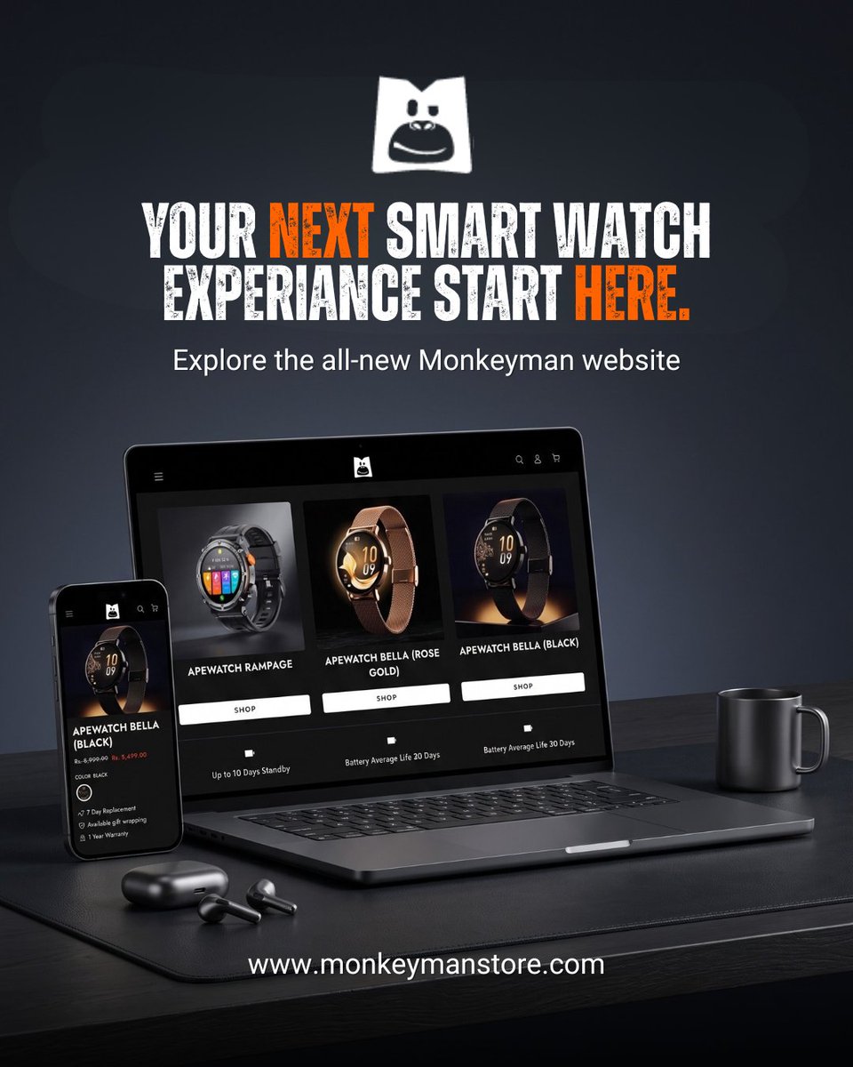 monkeymanstore's tweet photo. You asked, we rebuilt! Our brand new website is live- faster, smoother &amp; built for your experience. Explore latest smartwatches, easy checkout, tracking &amp; exclusive deals all in one place today.

Visit:https://t.co/6lRhgng39H

#NewWebsiteLive #MonkeymanStore #YouAskedWeRebuilt https://t.co/Ki9eBo6loX
