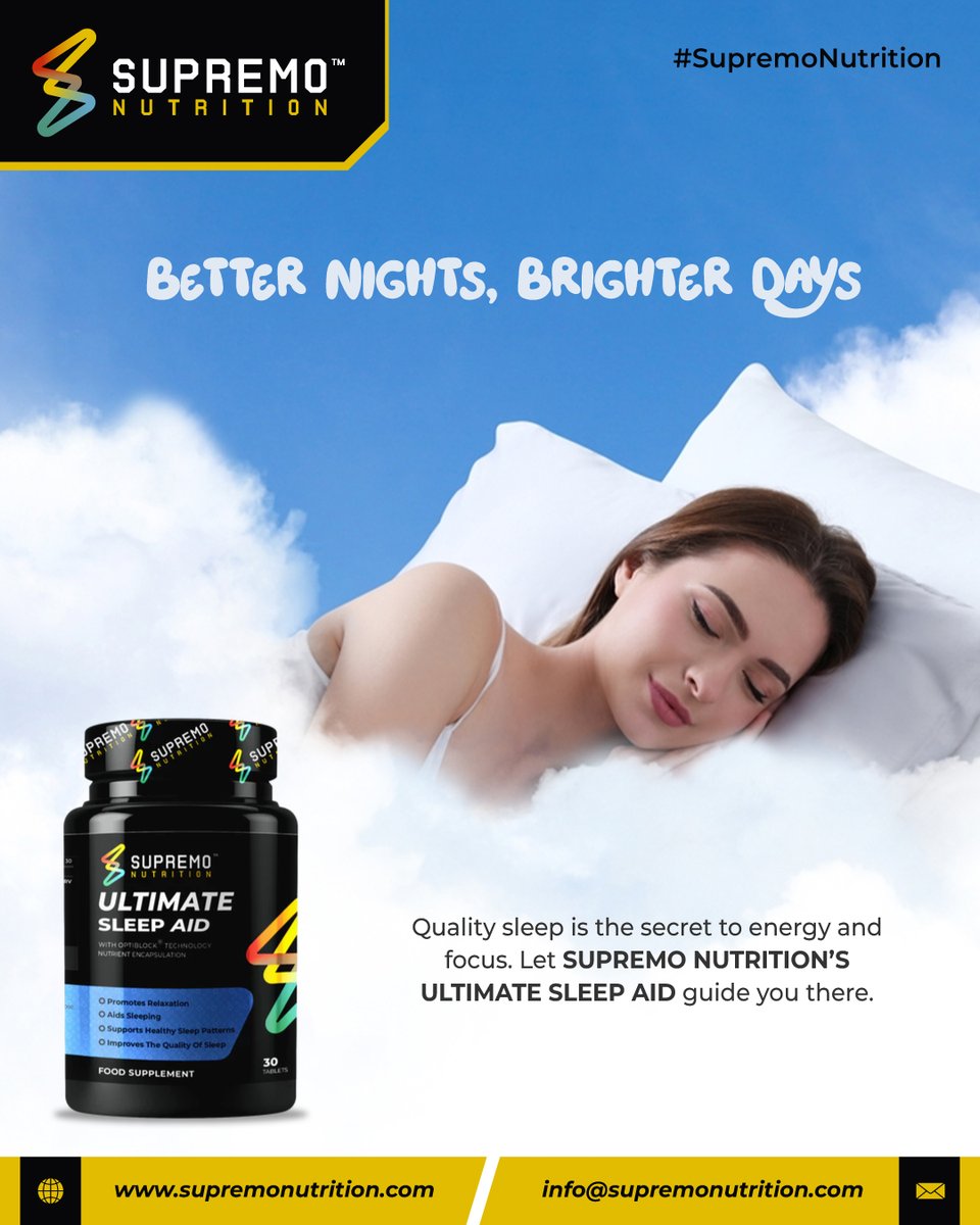 SupremoNutri's tweet photo. Supremo Nutrition | Ultimate Sleep Aid for Better Rest
Experience restful nights with #SupremoNutrition Ultimate #SleepAid—crafted to support relaxation, healthy sleep patterns & better recovery so you wake up refreshed.
🌐https://t.co/6Nbi0ih71a
📧info@supremonutrition.com https://t.co/C12QLUwV44