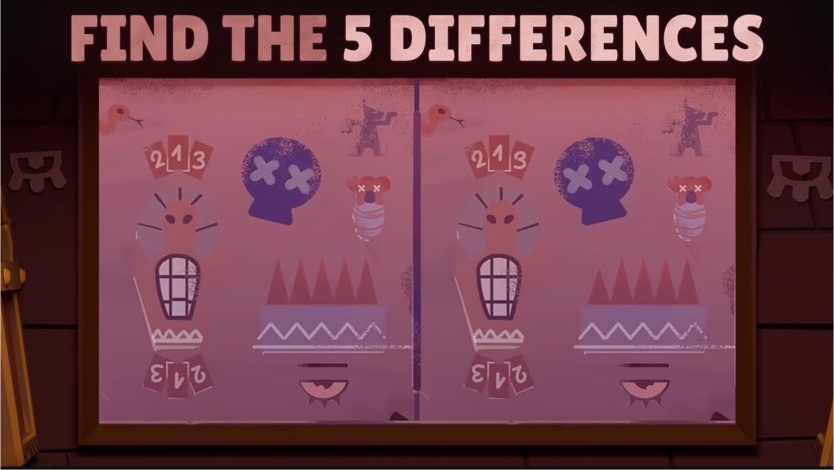 d_zart05's tweet photo. @BrawlStars 1. Top-Left Pin/Balloon
2. Purple Skull
3. Toothy Face
4. Spike Trap
5. Bottom Eye Symbol

#EscapePyramidQuest #BrawlStars https://t.co/PkXNDPSUBr