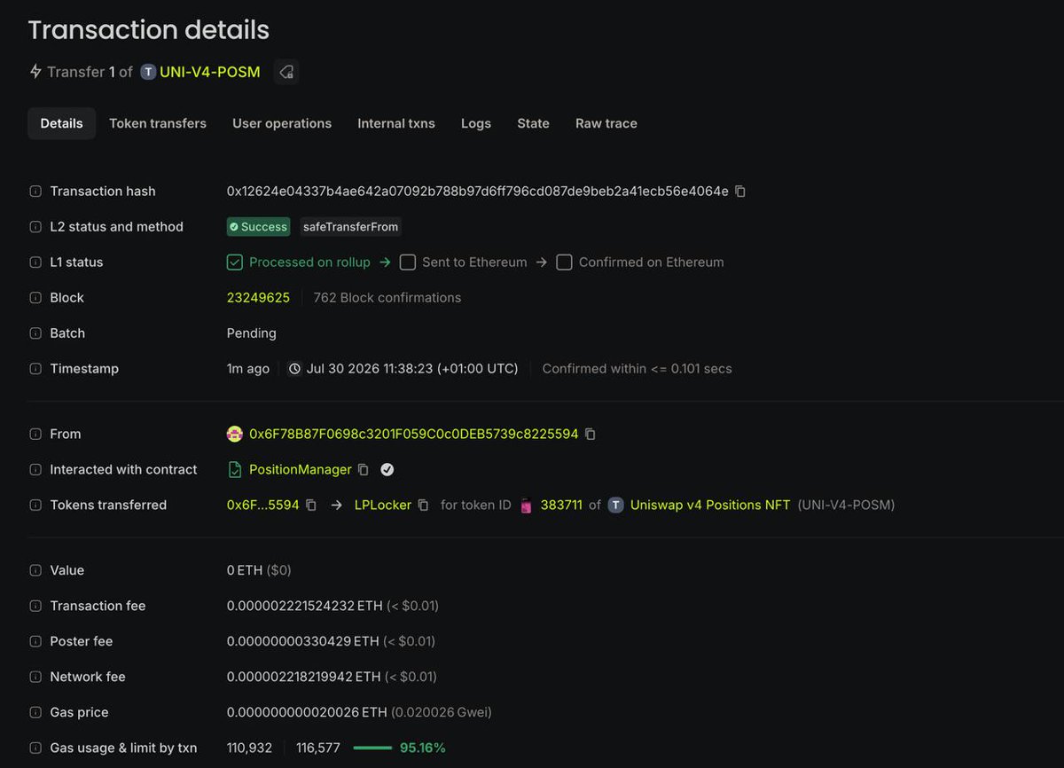IndexWorldAsset's tweet photo. IWA/ETH V4 UNI LP is locked on Robinhood Chain mainnet.

https://t.co/eYZJZewfFr

Everything we do is onchain and verifiable. Draws, burns, restocks, and now the lock.

https://t.co/RzutonzUWv https://t.co/LWTjlG9KsW