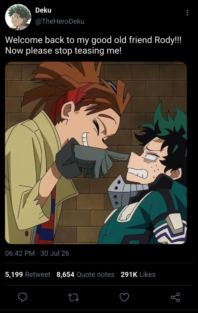 amwhippedafbro's tweet photo. #bkdk

where Rody comes back to Japan to visit Deku. and the day happens to be the same day that Bakugo hosted a party for his agency's opening. https://t.co/ekopxtvsua