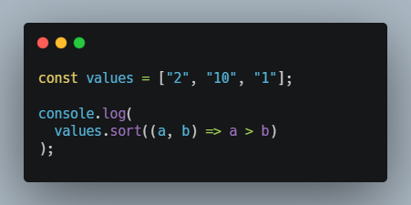 anusha_panwar's tweet photo. This JavaScript comparator looks reasonable, but it’s broken. 
Why doesn't it sort correctly?🤔 https://t.co/bkKVdIpnON