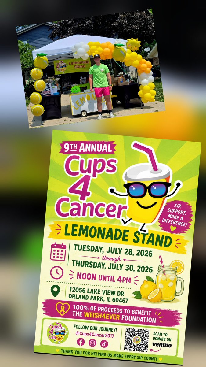 CandiceJ12056's tweet photo. Last day to stop by #Cups4CancerLemonadeStand 
12-4 !~ 100% of the proceeds donated to Weish4Ever Foundation 
@Weish4Ever
 @AustinBielski @NicWeishar82 @DanWeishar https://t.co/aF4woh3mao