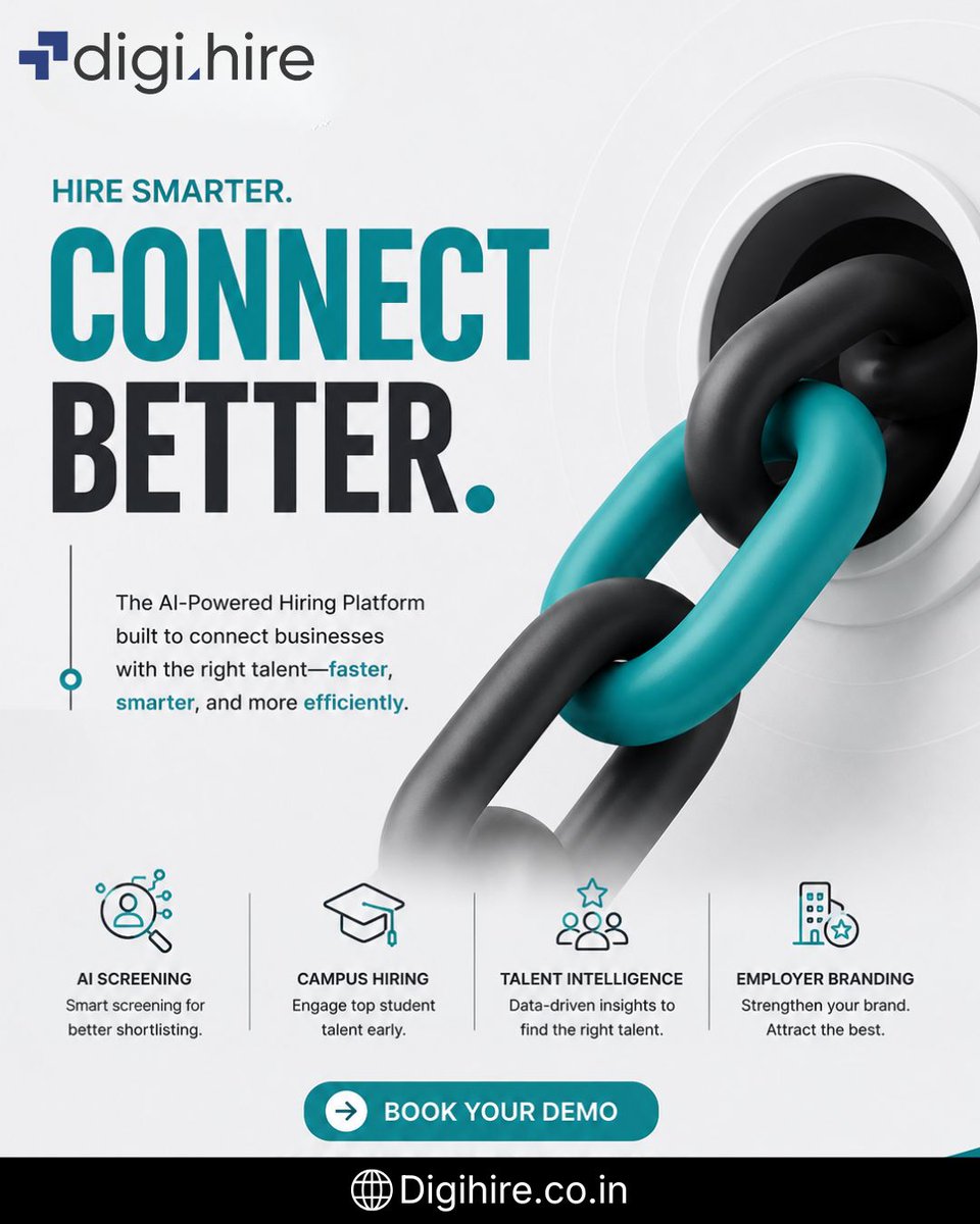 Digi_HIRE's tweet photo. Every great hire starts with the right connection. 🤝
With DigiHIRE's AI-Powered Hiring Platform, you can connect with the right talent- faster, smarter, and more efficiently
Hire Smarter. Connect Better.
#DigiHIRE #HireSmarter #ConnectBetter #AIPoweredHiring #AIRecruitment https://t.co/pko7Jh0P1P