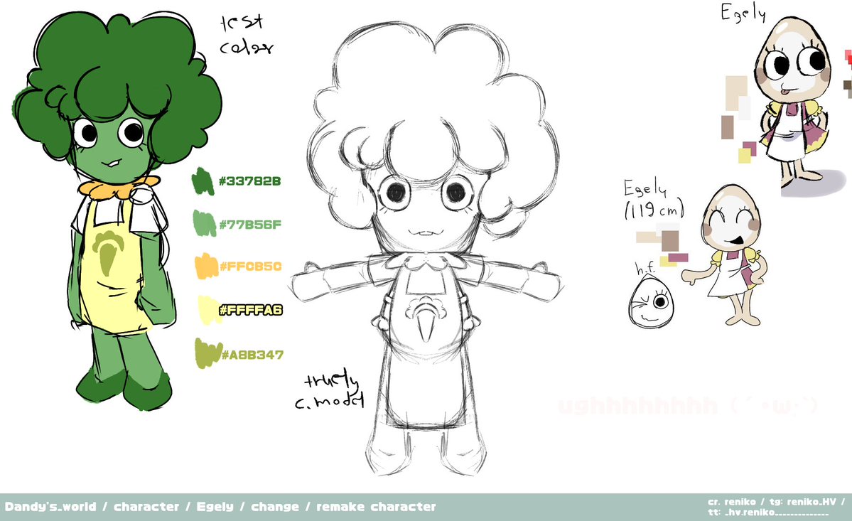Hv_Reniko's tweet photo. Uhhh. She doesn't look so boring now, does she? And the reason for the redesign was clear: Egely was an egg (with a lousy design), and Eggson was already officially in the game. But at least I already came up with a few things for her.(I'm still thinking the twisted version🫥) https://t.co/6TCSioq9fO