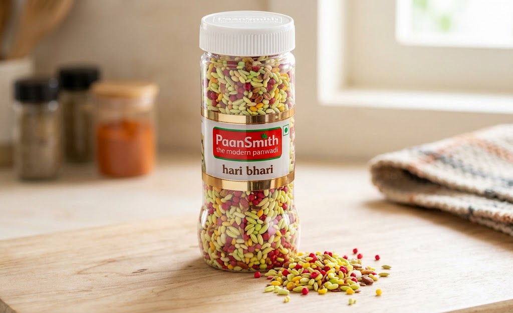 paansmithtbj's tweet photo. Ready for a burst of ultimate freshness? Paan Smith Hari Bhari is the modern post-meal mukhwas you need! Packed with vibrant crunch and authentic flavor, it’s the perfect way to refresh your day anytime, anywhere. Grab yours today! 

#PaanSmith #HariBhari #Mukhwas #MouthFreshener https://t.co/AFZrDV9o6a