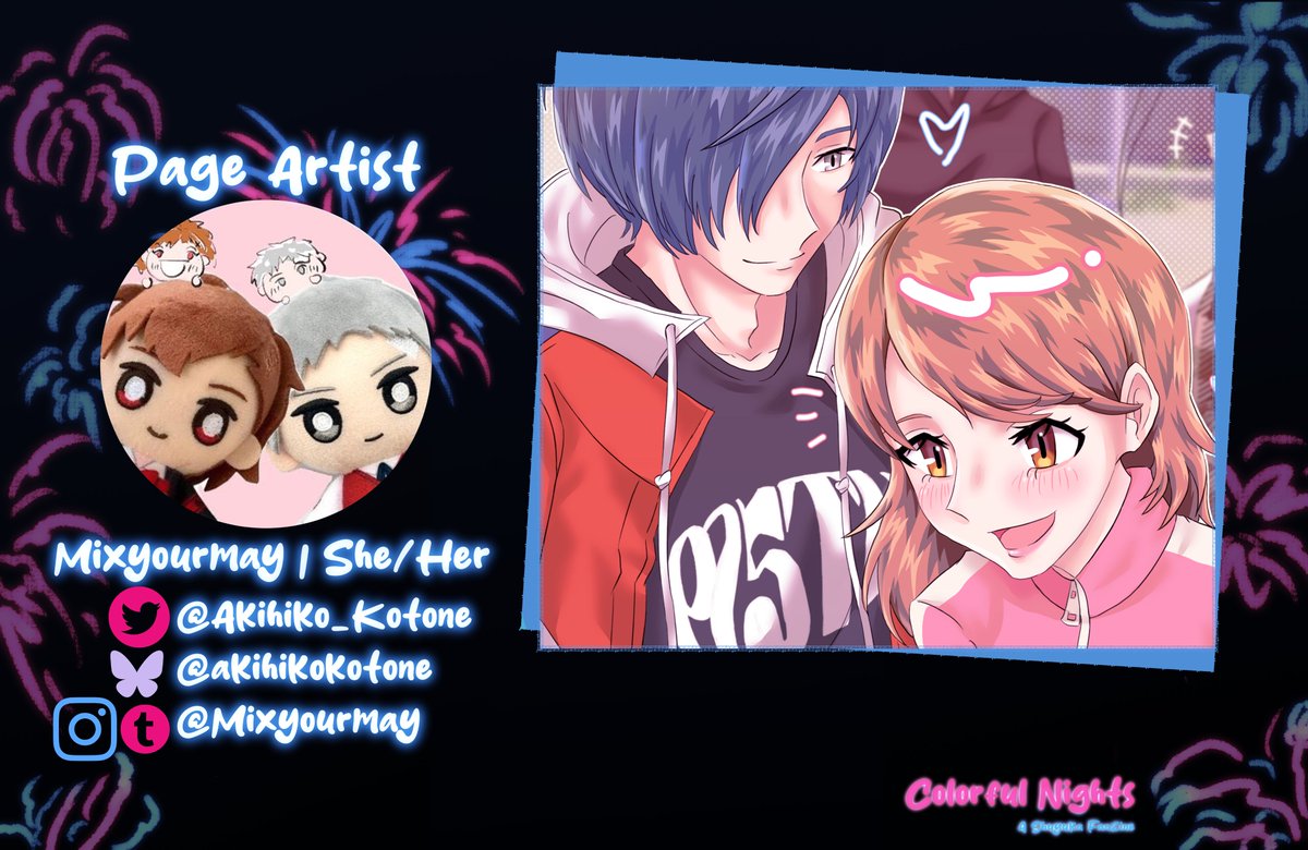 akihiko_kotone's tweet photo. Hello everyone! I've joined this zine too!! 
@colorfulnightsz
 Here's a little sneak peek of my work. Everyone should check out the Shuyuka zine so you can see the full cute art! (Secretly, someone else is in that art too 🤫)
#Shuyuka #主ゆか #Persona3 https://t.co/yzoq2n6420