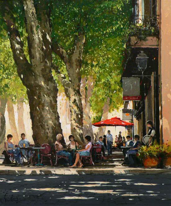 fraveris's tweet photo. "Cours Mirabeau, Aix En Provence" 

(oil on board)

 Artist- Jeremy Barlow 
#morningcoffee https://t.co/aeCmXb8RxQ