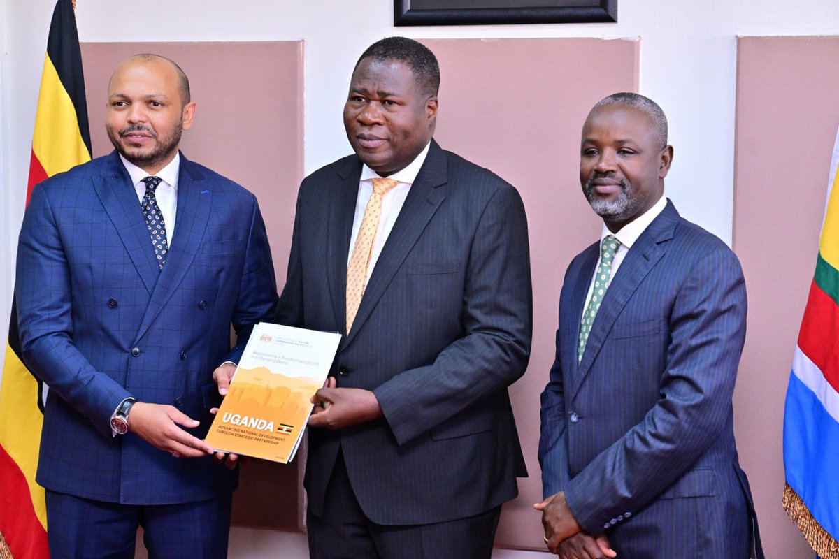 PressACP's tweet photo. 🌐🇺🇬 Before continuing his mission in the region, the Secretary-General of the Organisation of African, Caribbean and Pacific States (OACPS), H.E. Moussa Saleh Batraki (@MBatraki), concluded his official visit to the Republic of Uganda with a visit to the Parliament, where he was received by the Right Honourable Jacob Marksons Oboth (@ObothOboth), Speaker of Parliament.

The discussions reaffirmed the important role of parliamentary diplomacy in advancing the priorities of the OACPS and strengthening cooperation between Member States. The Secretary-General commended Uganda for its continued commitment to the Organisation, including its ratification of the Samoa Agreement, and for its leadership in presiding over the OACPS Parliamentary Assembly through its President, the Rt. Hon. Thomas Tayebwa (@Thomas_Tayebwa). He also underscored the vital contribution of parliamentarians in promoting dialogue, regional integration and effective multilateral cooperation.

Rt. Hon. Thomas Tayebwa, Deputy Speaker of the Parliament of Uganda (@Parliament_Ug) and President of the OACPS Parliamentary Assembly, briefed participants on preparations for the upcoming Pacific-European Union Regional Parliamentary Assembly and the OACPS-European Union Joint Parliamentary Assembly, both foreseen to take place in November 2026, highlighting the growing role of parliamentary engagement in strengthening the OACPS partnership with the European Union. 🌍🇺🇬

@GovUganda 

🌐 https://t.co/cQgPwieUmv

#OACPS #Uganda #Parliament #ParliamentaryDiplomacy #SouthSouthCooperation #SamoaAgreement