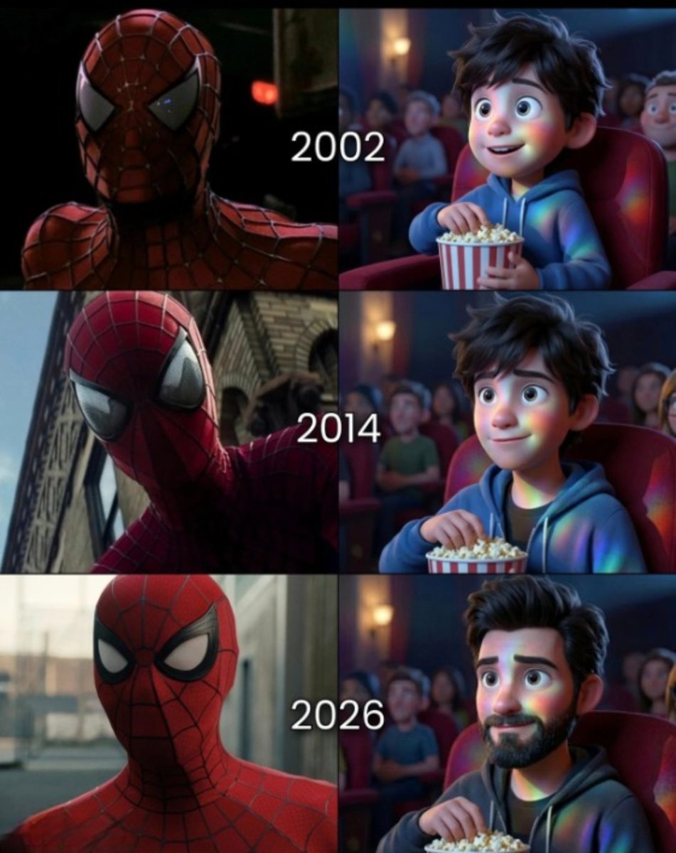 Jasperankit's tweet photo. Childhood ➜ Teen Years ➜ Adulthood... still watching Spider-Man. 🕷️ https://t.co/RUt1ruX2is