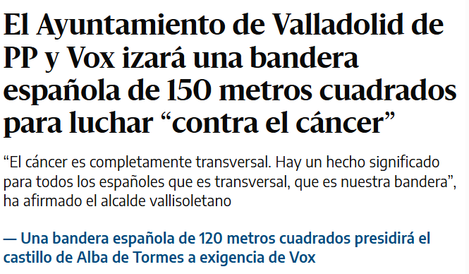 Ivanjode's tweet photo. -Jefe, se me ha ocurrido una idea, para luchar contra el cáncer podríamos invertir más en investigación y dotar a los hospitales de más medios.
-No, mejor poner una bandera gigante.
-Pero eso no cura ni sirve para nada.
-BAN-DE-RA. Y bien grande.
-Voy. https://t.co/IjOwj1AGG7