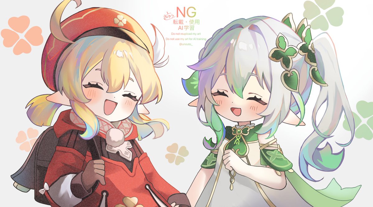 unouto_'s tweet photo. クレーちゃんとナヒーダちゃん https://t.co/W60CQpN83M