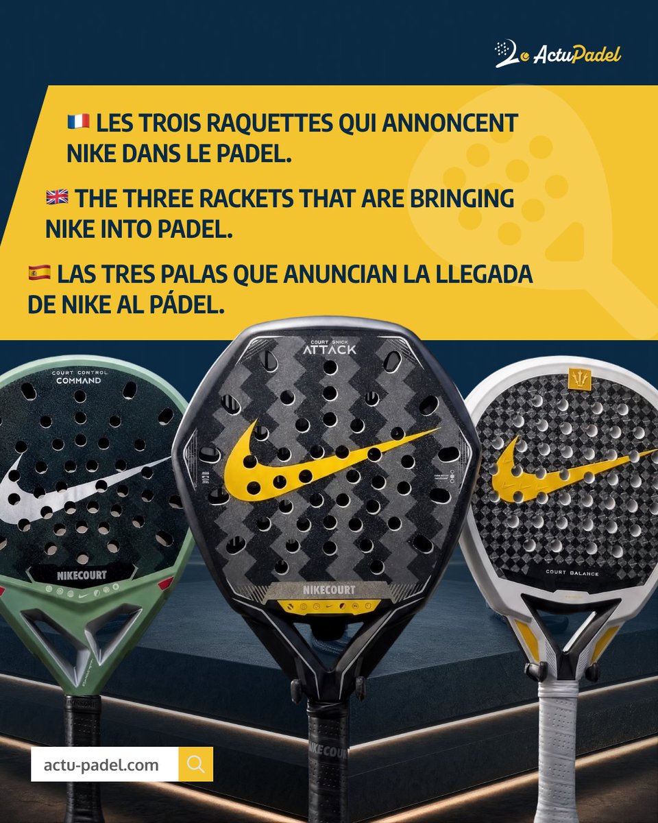 Actu_Padel_com's tweet photo. Nike’s Command, Attack and Balance have surfaced. No official launch yet—and no public proof of plagiarism. Two reads:
https://t.co/LRNSXLICiv
https://t.co/1IMCE9LNIg
#actupadel #padel #nike https://t.co/K0ABuqPr3N