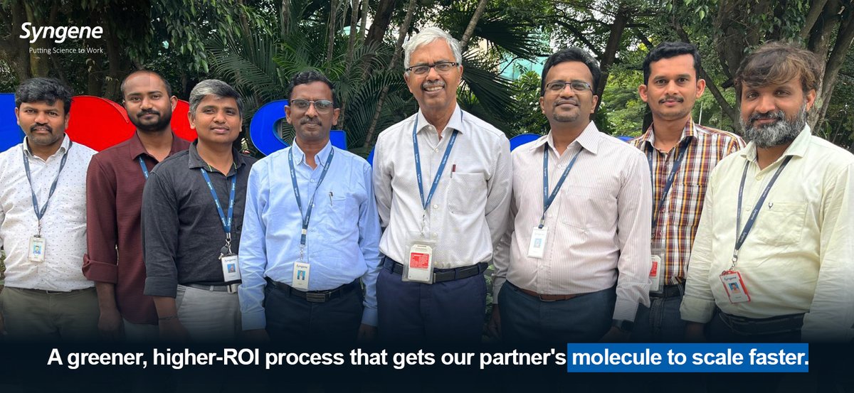 SyngeneIntl's tweet photo. A Phase II molecule with promising science and a process not ready to scale.

Our team optimized it end to end: yield up from 35% to 54%, greener solvents, two stages into one pot. 

Higher ROI, smaller footprint, faster route to commercial.

#GreenChemistry #CDMO https://t.co/xpaGx7P1bU