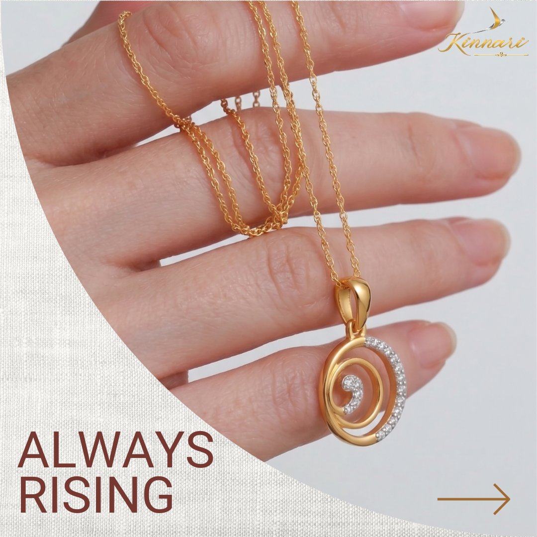 QNET_India's tweet photo. Success isn’t a straight line—it’s a beautiful, upward spiral.

Elevate your journey with the #Kinnari Swara pendant, featuring polished yellow gold spirals and brilliant diamond crescents that symbolize personal evolution and inner strength.

#KinnariSwara #ModernLuxury #Success #QNETIndia