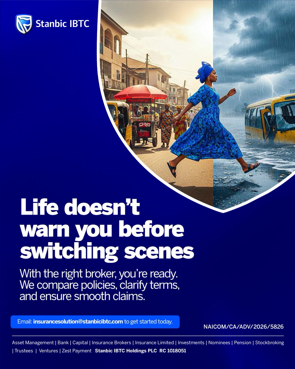 StanbicIBTC's tweet photo. Life doesn’t always send a warning. The right insurance cover helps you stay one step ahead, no matter what comes your way.

Let Stanbic IBTC Insurance Brokers help you choose cover that fits your needs.

Click the link below to get started today
https://t.co/wCxOaYe2DZ

#SmartCoverage
#InsuranceThatWorks
#StanbicIBTC💙