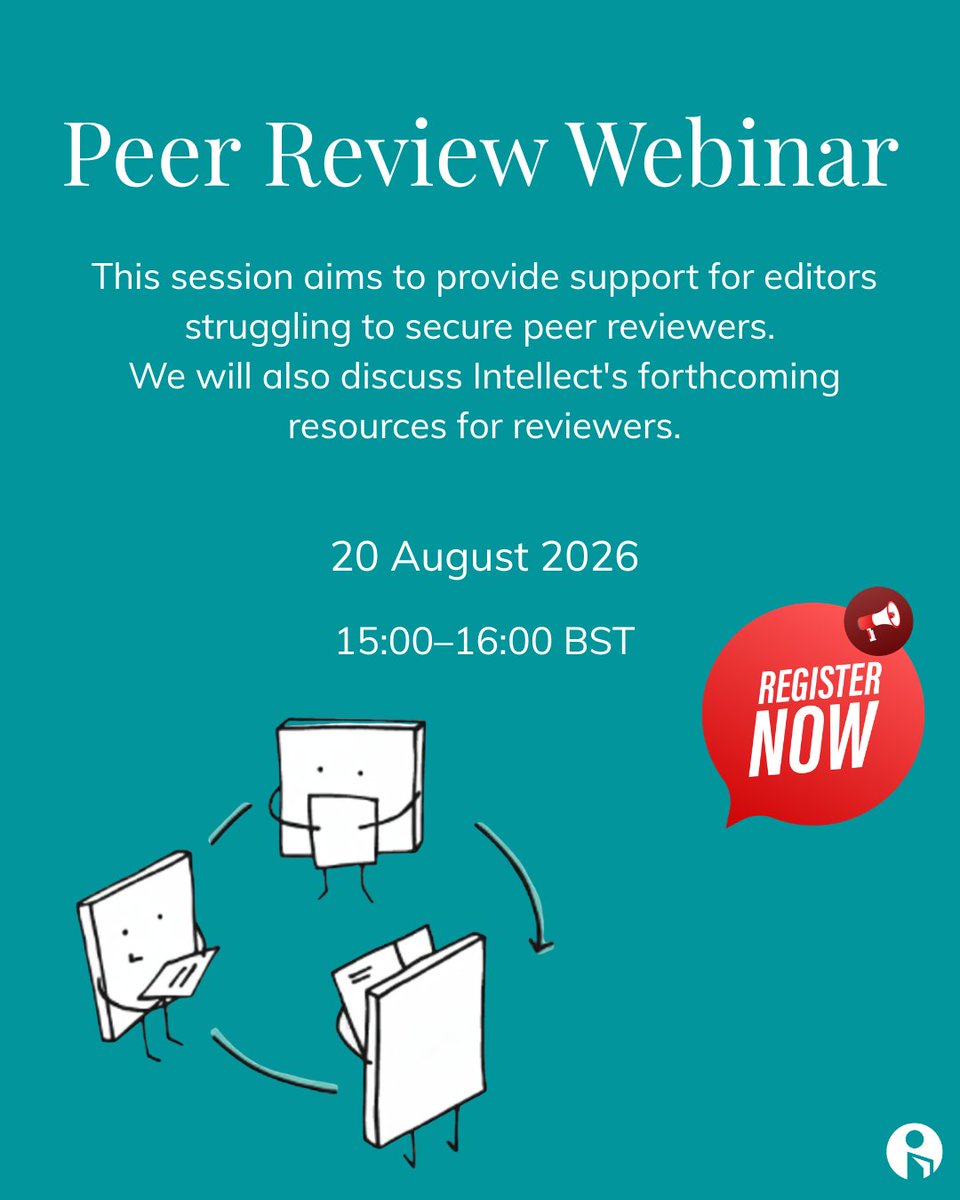 IntellectBooks's tweet photo. Join us for a series of editors' webinars designed to address key issues in journals publishing.

This session aims to provide support for editors struggling to secure peer reviewers. We will also discuss Intellect's forthcoming resources for reviewers.

👉https://t.co/voHmxtAepG https://t.co/IKlQcTm83f